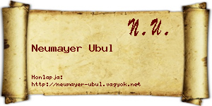 Neumayer Ubul névjegykártya